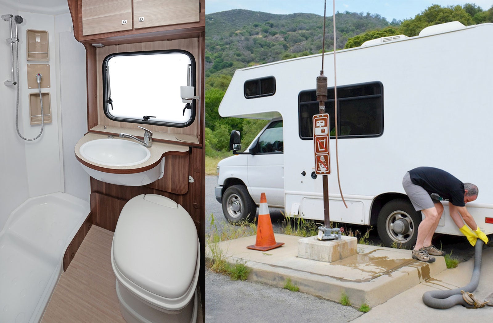 Portable RV/camper toilet and holding tank setup in Greeneville, Tennessee